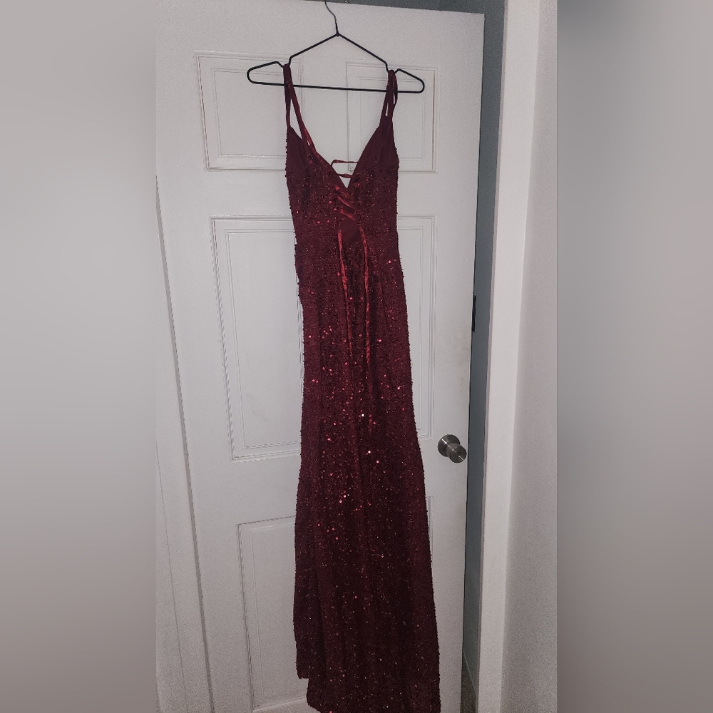 Macy's Burgundy Sequin Gown